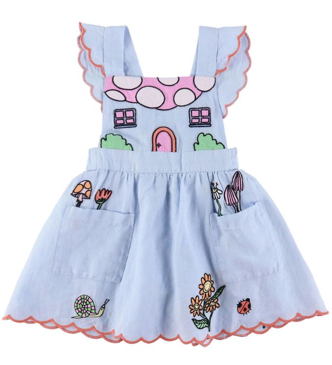Blå Stella Mccartney Kids Spencer Lyse Broderi - Kjole  - 8055178745279