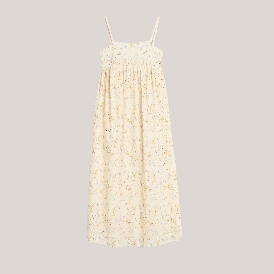 Ad150 Vestido Lang Kjole Med Stropper Smukt Blomsterprint - Indi&cold Kjole