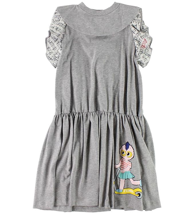 Grå Fendi Kids Kjole Meleret Flæser Fendirumi - Fendi Kjole  - 8059974092315
