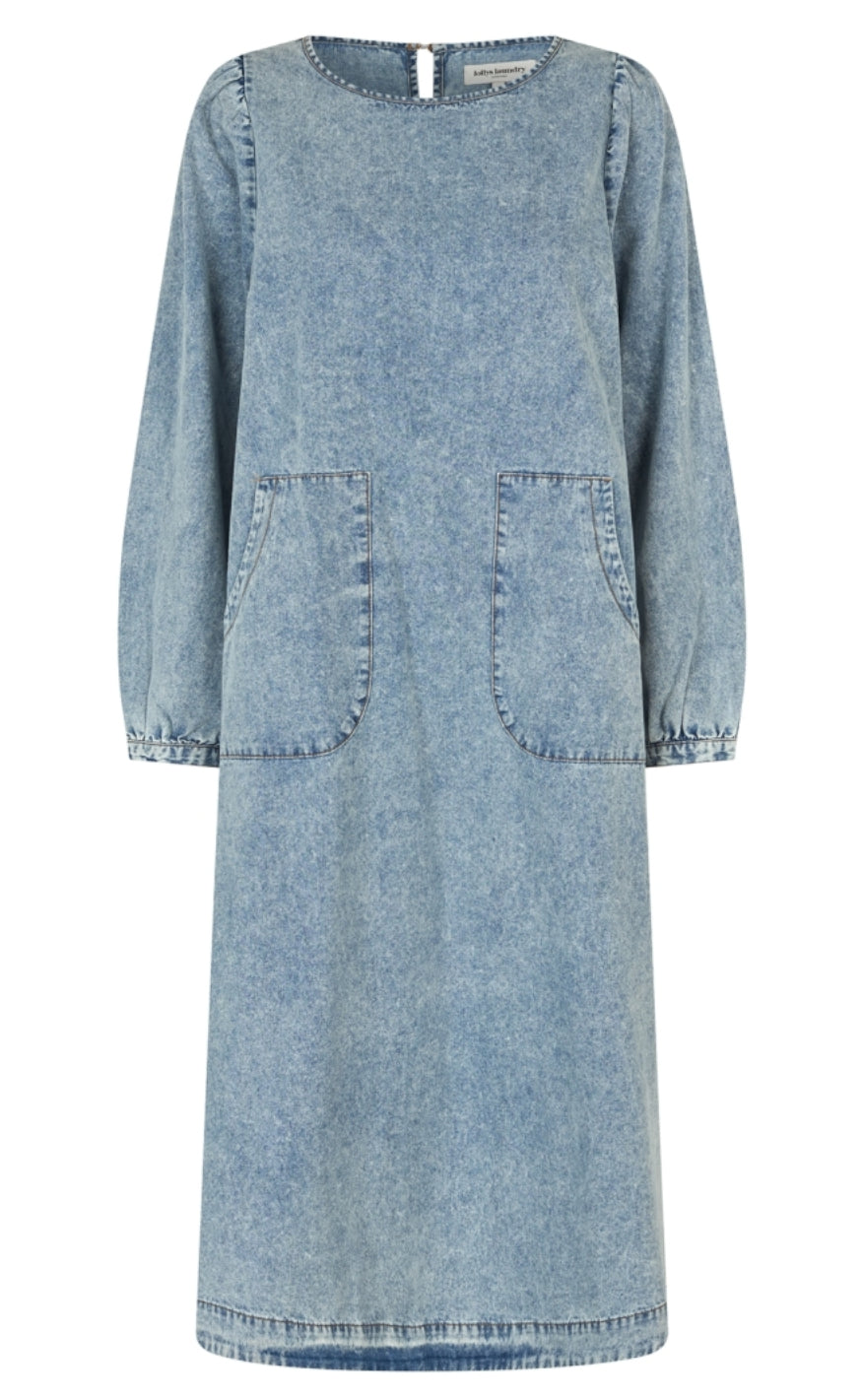 100 Washed Deni Lollys Laundry Kjole Lucas Washed Denim - Lollys Laundry Kjole  - 5712793371117