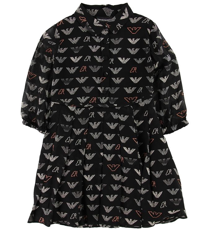 Sort Emporio Armani Kjole Viskose Allover Logo - Emporio Armani Kjole  - 8054524216913