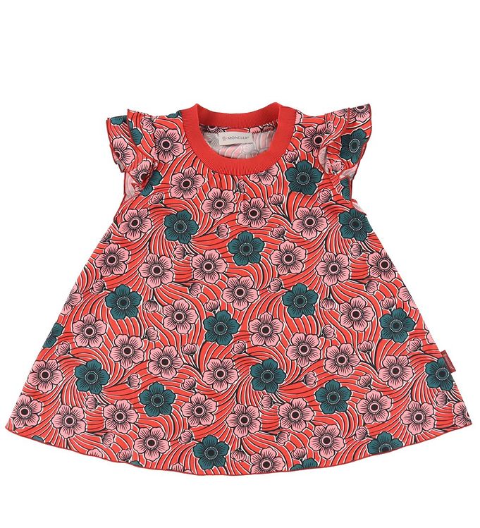Rød Moncler Kjole Blomster - Moncler Kjole  - 8053308579084