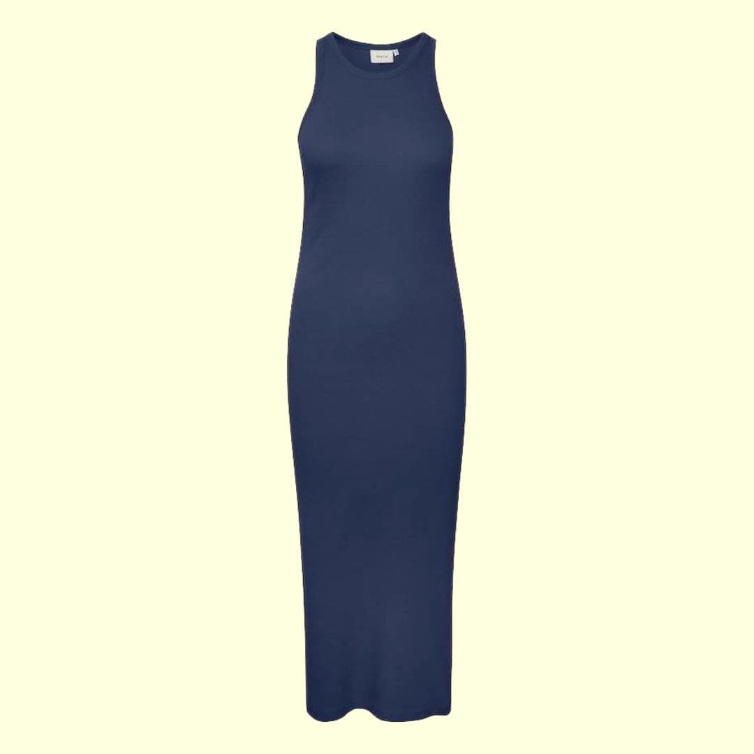 Blue Drewgz Long Dress Noos Navy Kjole Rib - Gestuz Kjole