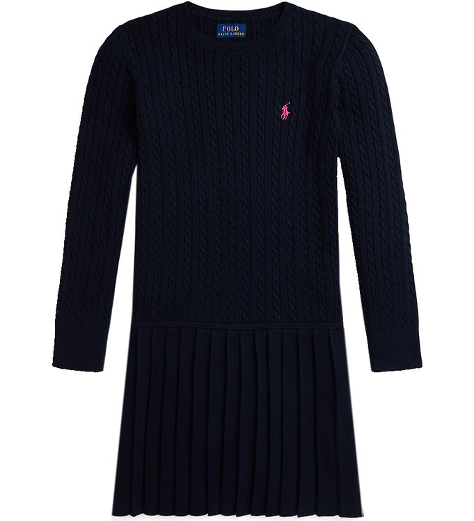 Blå Polo Ralph Lauren Kjole Strik Navy - Kjole  - 3616537276534