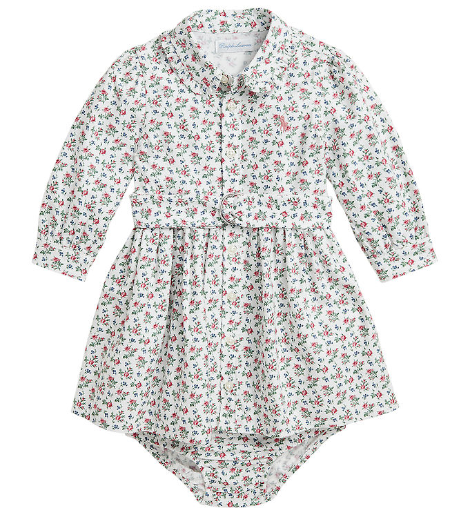 Hvid Polo Ralph Lauren Kjole Bloomers Hemingway Mariel Floral - Kjole  - 3616536371018