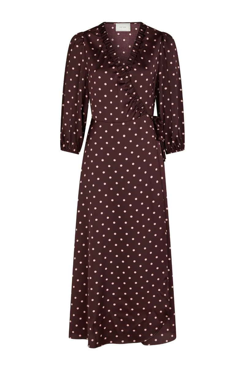 Brun Neo Noir Kjole Malinga Dot Dress Wine Levering Slut Juli - Neo Noir Kjole  - 5715641315394