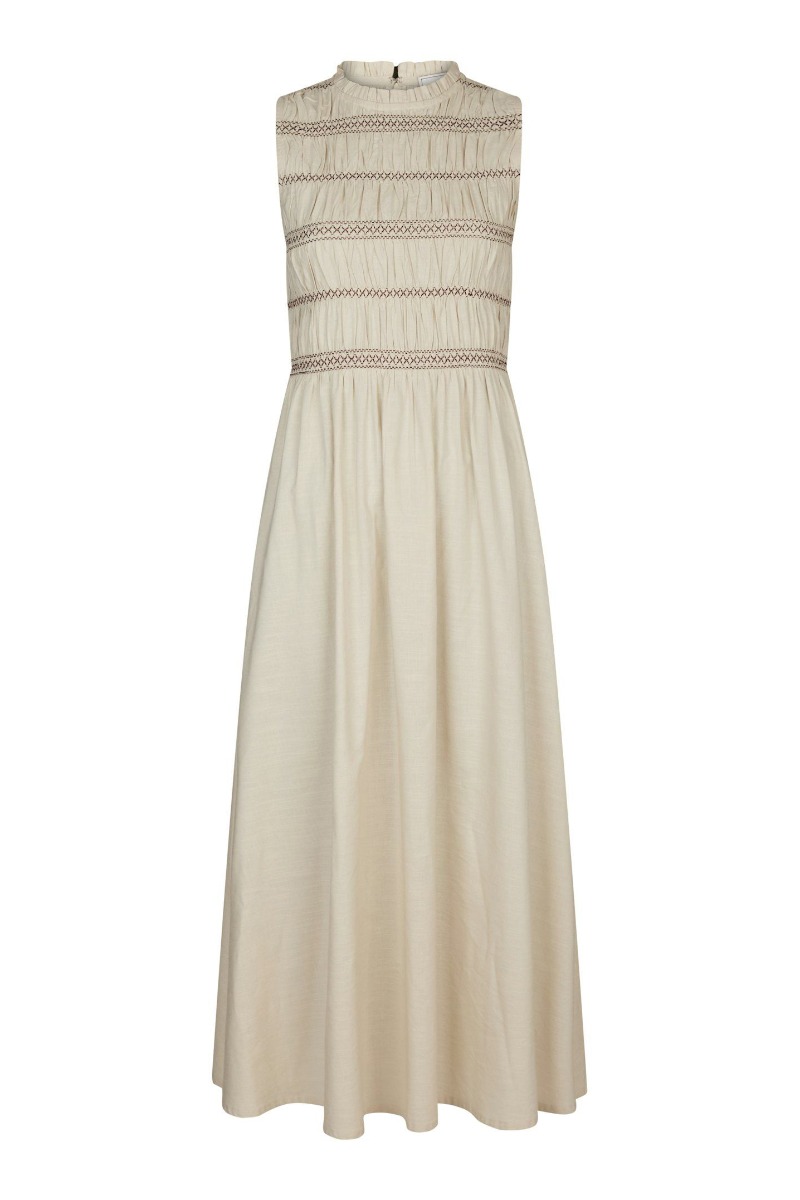 Beige Neo Noir Kjole Atika Deco Smock Dress Ivory Levering Slut Juni - Neo Noir Kjole  - 5715641288421