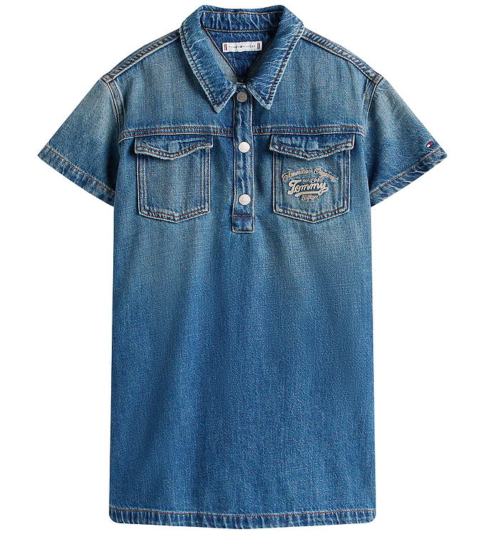 Blå Tommy Hilfiger Kjole Denim Island Blue - Tommy Hilfiger Kjole  - 8721185090595