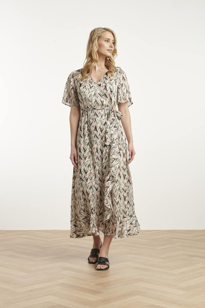 Hvid Maxi Kjole Graphic Zigzag Print Offwhite Multicolour Smashed Lemon - Smashed Lemon Kjole  - 8720331324003
