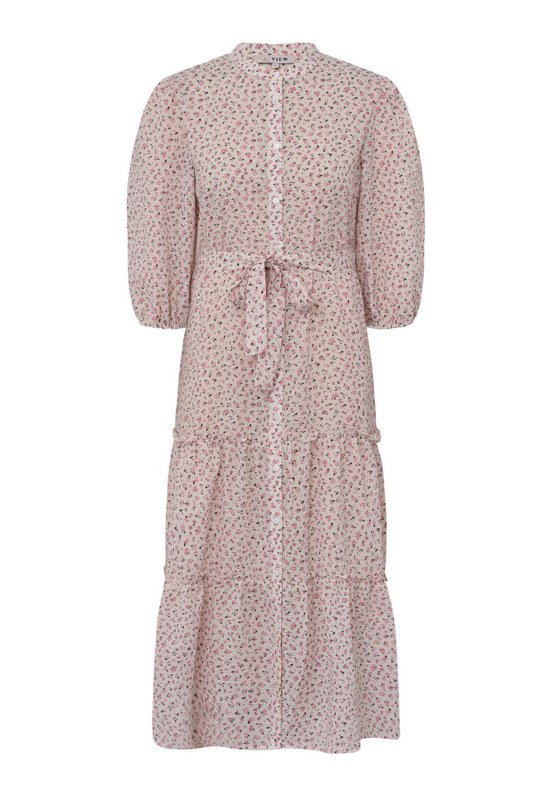 Hvid View Kjole Kate Long Dress White Rose - A-view Kjole  - 5714711394574