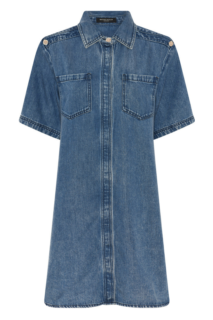 Blå Bruuns Bazaar Kjole Women Platybbzigata Dress Blue Denim - Bruuns Bazaar Kjole  - 5713889529474