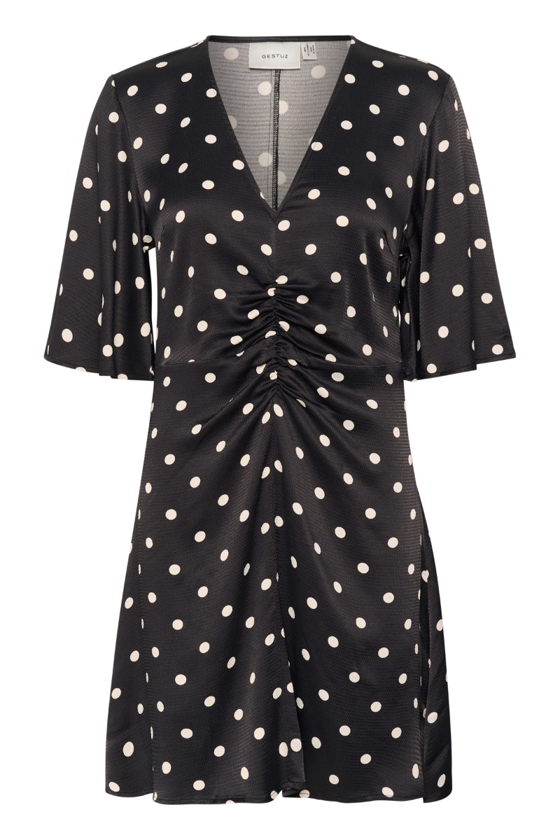 Sort Gestuz Kjole Gzdotta Dress Black With Egret Dot - Gestuz Kjole  - 5715576521662
