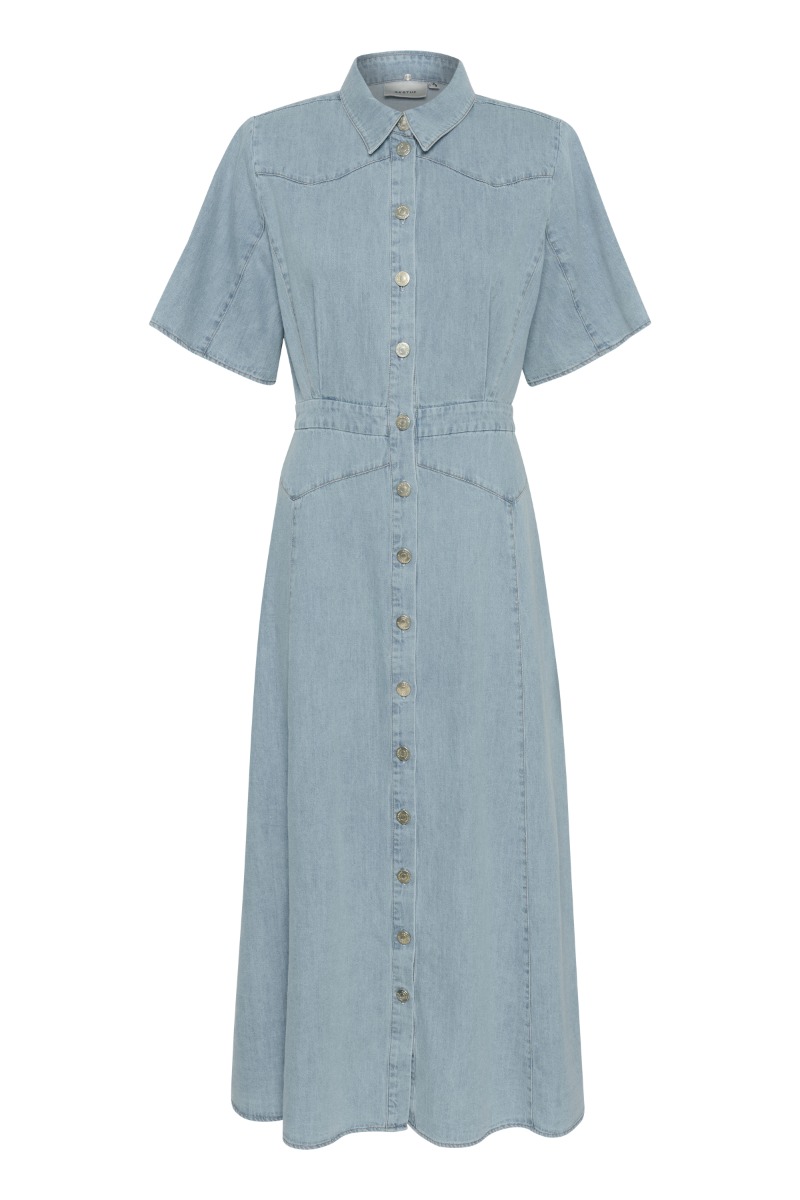 Blå Gestuz Kjole Gzsauda Long Dress Light Blue Washed - Gestuz Kjole  - 5715576419143