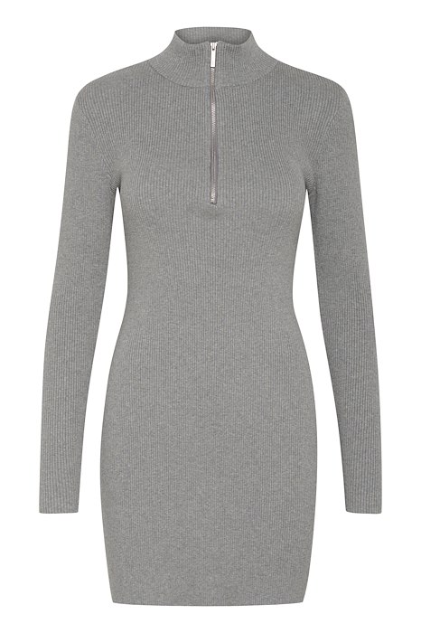 Grå Gestuz Kjole Yasmiagz Zipper Short Dress Grey Melange - Gestuz Kjole  - 5715576057659