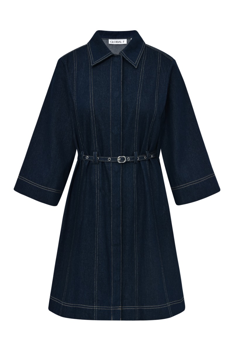 Blå Global Funk Kjole Jemina Dark Unwashed Denim Levering Midt Juli - Global Funk Kjole  - 5715555544729