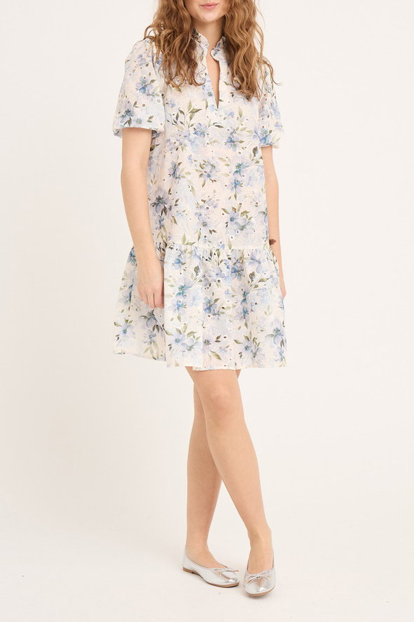 Hvid View Kjole Grete Dress White Blue - A-view Kjole  - 5714711415699