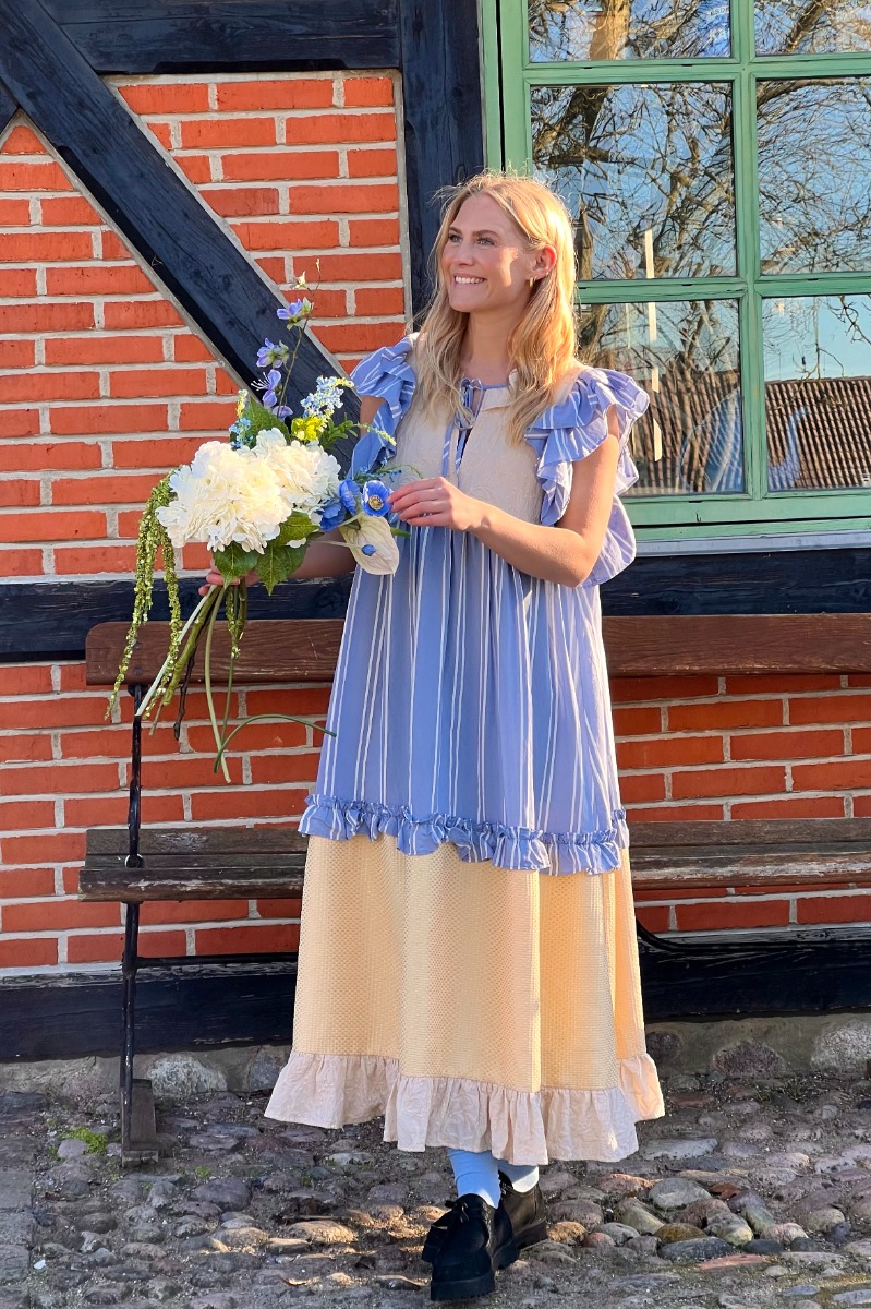 Multifarvet Stories From The Atelier Copenhagen Shoes Kjole Heart Dance Dress Ss25 Beige Light Blue - Kjole  - 5715334600936