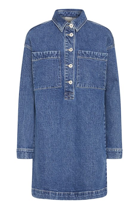 Blå Ichi Kjole Unni Medium Blue Levering Slut Juli - Ichi Kjole  - 5715749641524