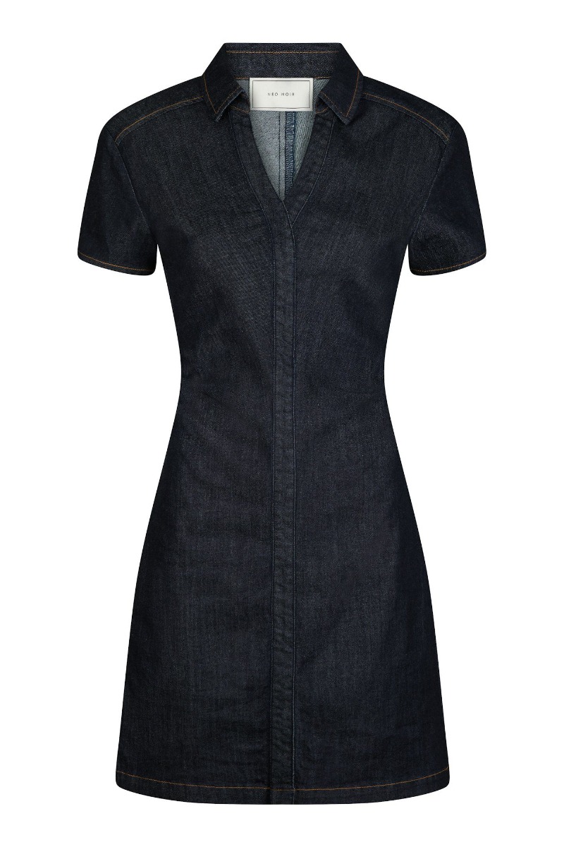 Blå Neo Noir Kjole Abel Denim Dress Dark Blue - Neo Noir Kjole  - 5715641243758