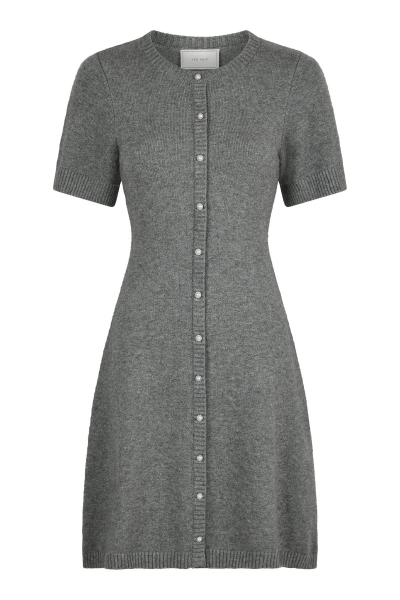 Grå Neo Noir Kjole Elise Knit Dress Dark Grey Melange - Neo Noir Kjole  - 5715641147568
