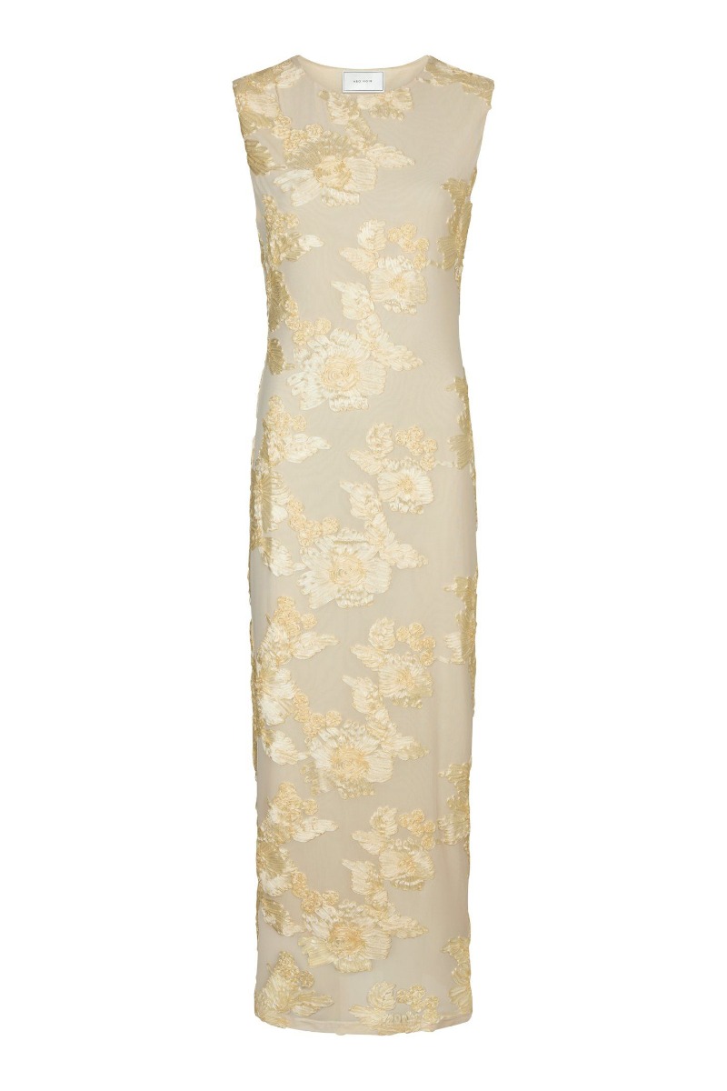 Gul Neo Noir Kjole Tiranna Big Flower Mesh Dress Light Yellow Levering Slut Juli - Neo Noir Kjole  - 5715641343274