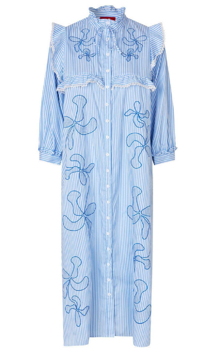 Hvid Cras Kjole Cody White Blue Stripe - Cras Kjole  - 5714813237342